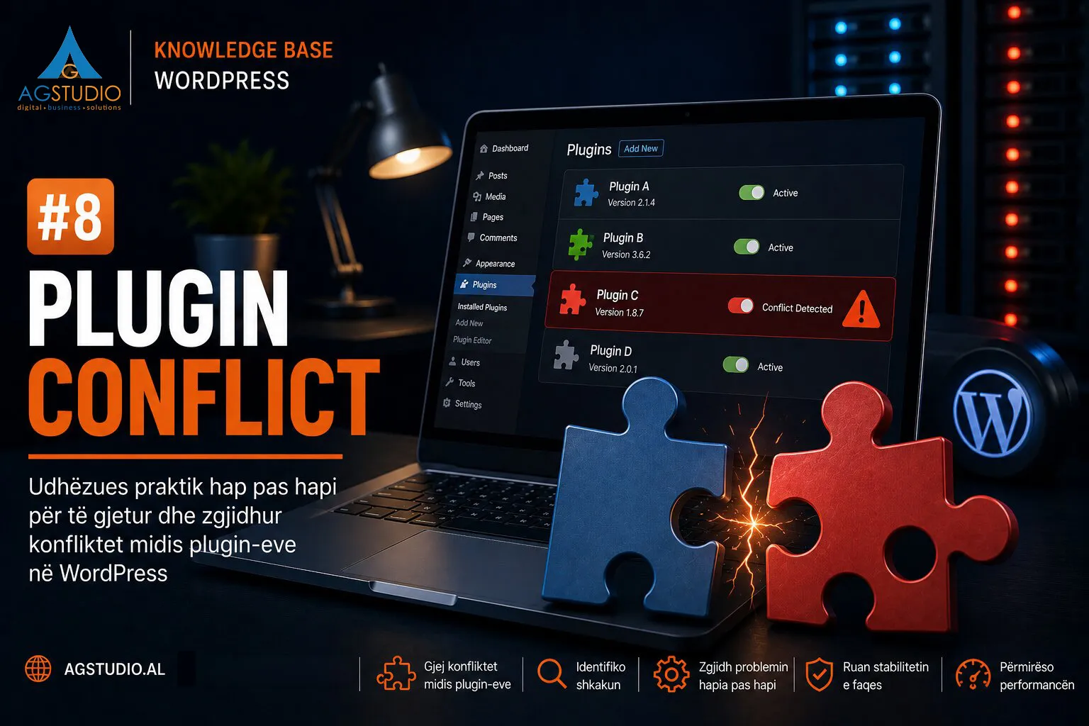 Plugin Conflict në WordPress – Si ta identifikoni dhe ta zgjidhni pa dëmtuar faqen